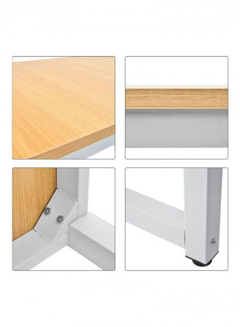 Simple Wooden Office Desk Beige/White