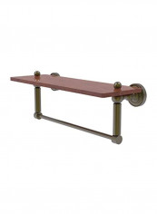 Dottingham Collection Ironwood Integrated Towel Bar Wood Shelf Antique Brass 16inch