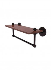South Beach Collection Wall Mounted Towel Bar Wood Shelf Brown/Black 16inch