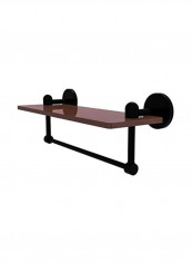 Tango Collection Integrated Towel Bar Wooden Shelf Brown/Black 16inch