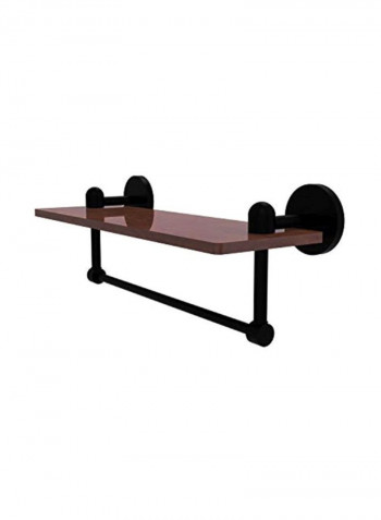 Tango Collection Integrated Towel Bar Wooden Shelf Brown/Black 16inch