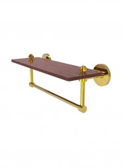South Beach Collection Wooden Shelf With Towel Bar Brown/Gold 16inch