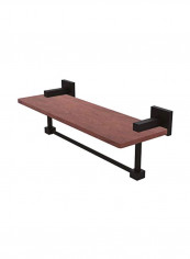 Towel Bar With Wooden Shelf Brown/Black 16inch