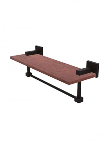 Towel Bar With Wooden Shelf Brown/Black 16inch