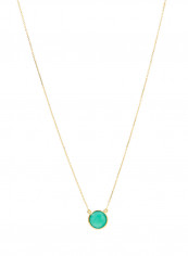 18 Karat Gold Green Onyx Single Stone Necklace