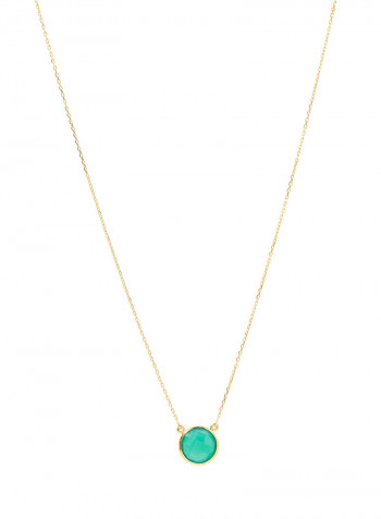 18 Karat Gold Green Onyx Single Stone Necklace