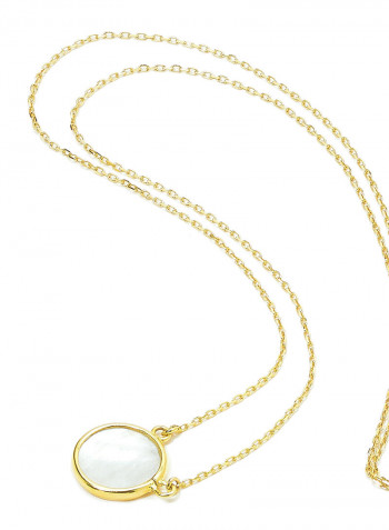 18 Karat Gold Green Onyx Single Stone Necklace