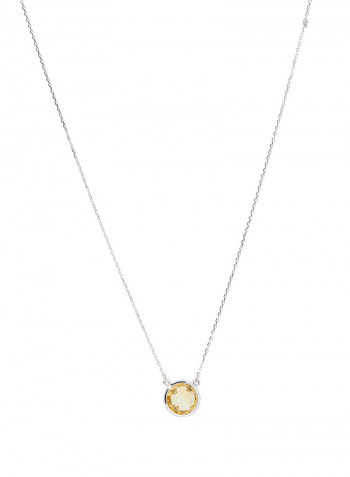18 Karat White Gold Citrine Single Stone Necklace