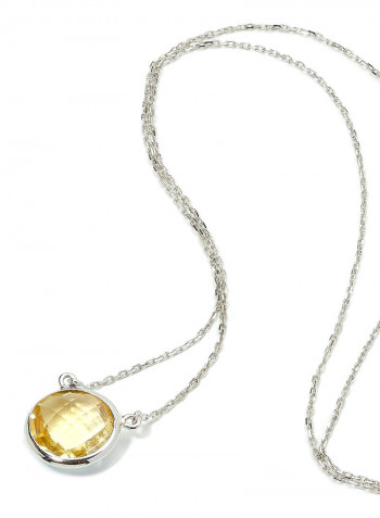 18 Karat White Gold Citrine Single Stone Necklace