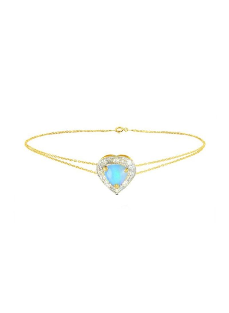 18K Gold Diamond With Ethiopian Opal Heart Bracelet