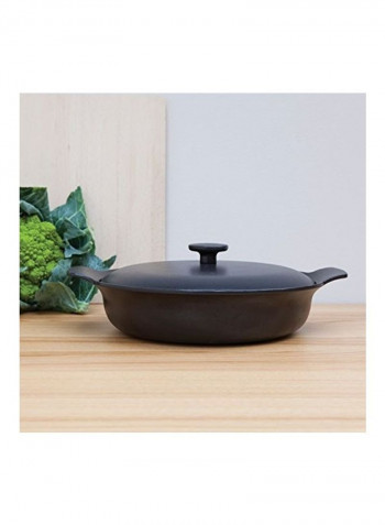 Cast Iron Pan With Lid Black 38.6x33.5x11.6cm