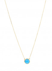 18 Karat Gold Blue Onyx Single Stone Necklace
