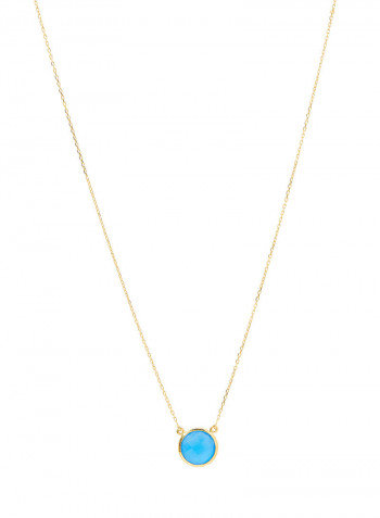 18 Karat Gold Blue Onyx Single Stone Necklace