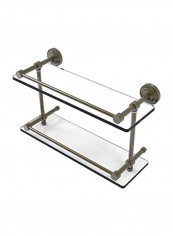 Dottingham Double Tier Wall Mounted Bathroom Shelf Brown/Clear 16inch