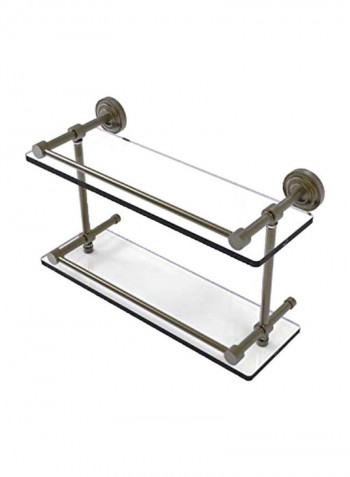 Dottingham Double Tier Wall Mounted Bathroom Shelf Brown/Clear 16inch