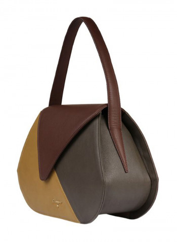 Shadows Leather Tote Hand Bag For Women Brown/Tan/Grey