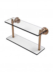 Washing Square Collection Two Tiered Glass Shelf Gold/Clear 16inch