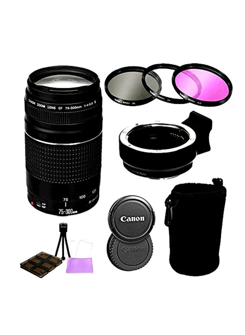 EF 75-300mm Camera Lens With Bundle Accessory Kit Black