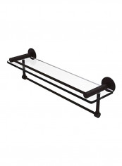 Glass Shelf With Integrated Bronze Towel Bar Brown/Clear 22inch