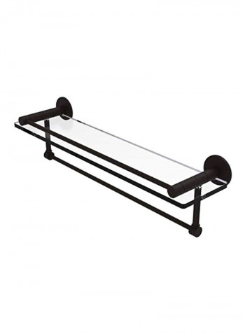 Glass Shelf With Integrated Bronze Towel Bar Brown/Clear 22inch
