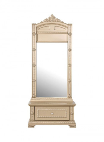 Melika Long Mirror With Drawer Gold/Clear 86x40x202cm