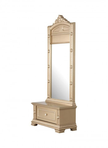 Melika Long Mirror With Drawer Gold/Clear 86x40x202cm