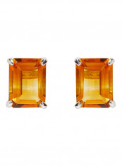 18 Karat Gold Citrine Rectangular Earrings