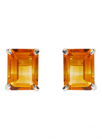 18 Karat Gold Citrine Rectangular Earrings