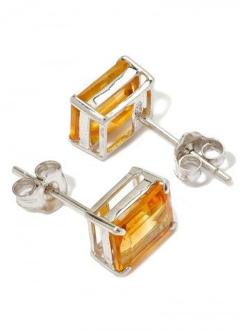 18 Karat Gold Citrine Rectangular Earrings