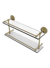 Que New Double Gallery Rail Glass Shelf Gold/Clear 22inch