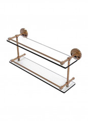 2-Tier Wall Mounted Glass Shelf Gold/Clear 22inch