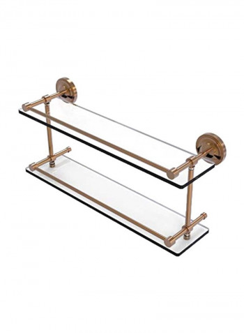 2-Tier Wall Mounted Glass Shelf Gold/Clear 22inch