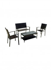 4-Piece Rattan Patio Set Green/black