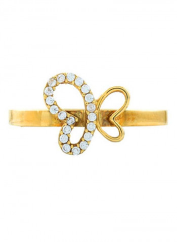 18K White Sapphire Butterfly Yellow Gold Ring