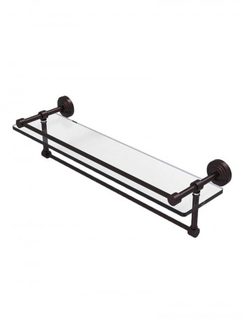 Glass Shelf With Towel Bar Clear/Black 22inch