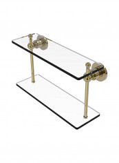 Astor Place Collection 2-Tier Glass Shelf Clear/Gold 16inch