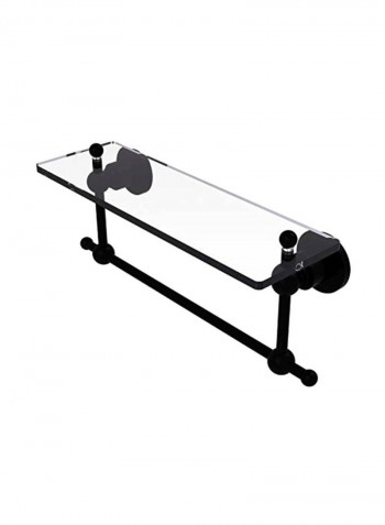 Glass Shelf With Towel Bar Clear/Black