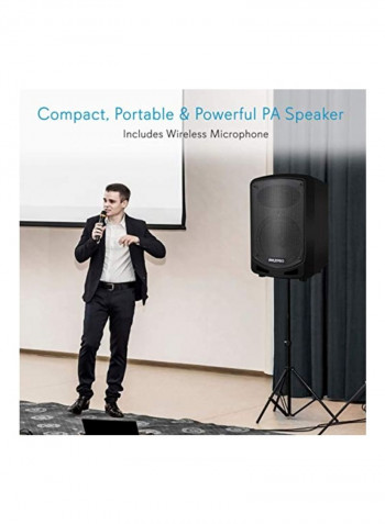 Bluetooth Karaoke PA Speaker With Mic Set B0783S9CJ4 Black