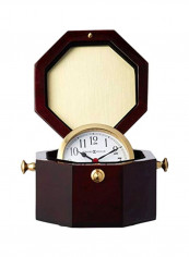 Chronometer Weather And Maritime Table Clock With Storage Chest Set Gold/Brown 7x3.75x5.5inch