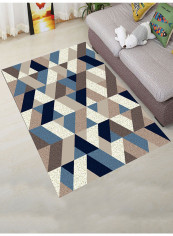 Geometric Pattern Washable Living Room Carpet Blck/White/Blue 200x230centimeter
