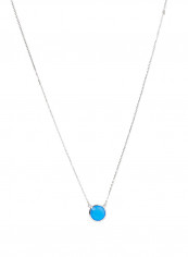 18 Karat White Gold Blue Onyx Single Stone Necklace