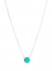 18 Karat White Gold Green Onyx Single Stone Necklace
