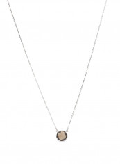 18 Karat White Gold Smoky Quartz Single Stone Necklace
