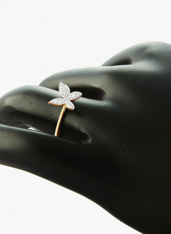 18K Gold Butterfly Diamond Ring 0.06 ct