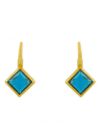 18 Karat Gold Blue Quartz Clip On Earrings