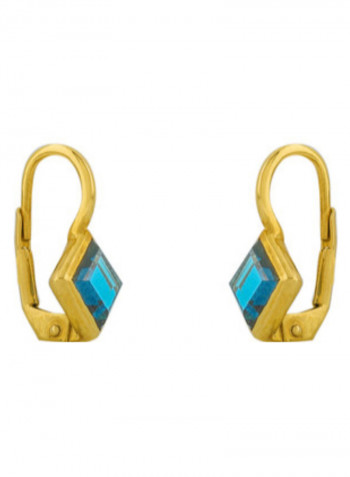 18 Karat Gold Blue Quartz Clip On Earrings