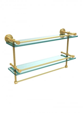 Dottingham Gallery Double Towel Bar Glass Shelf Gold/Blue 22inch