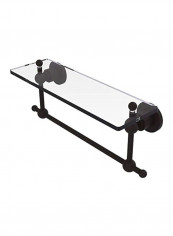 Integrated Towel Bar Glass Shelf Black/Clear 16x5inch