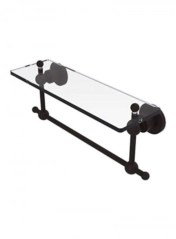 Integrated Towel Bar Glass Shelf Black/Clear 16x5inch