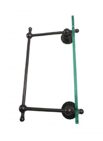 Integrated Towel Bar Glass Shelf Black/Clear 16x5inch